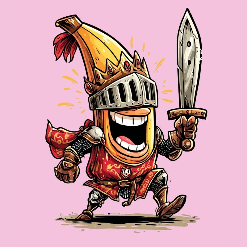 Comic Ritter mit Schwert und Helm
