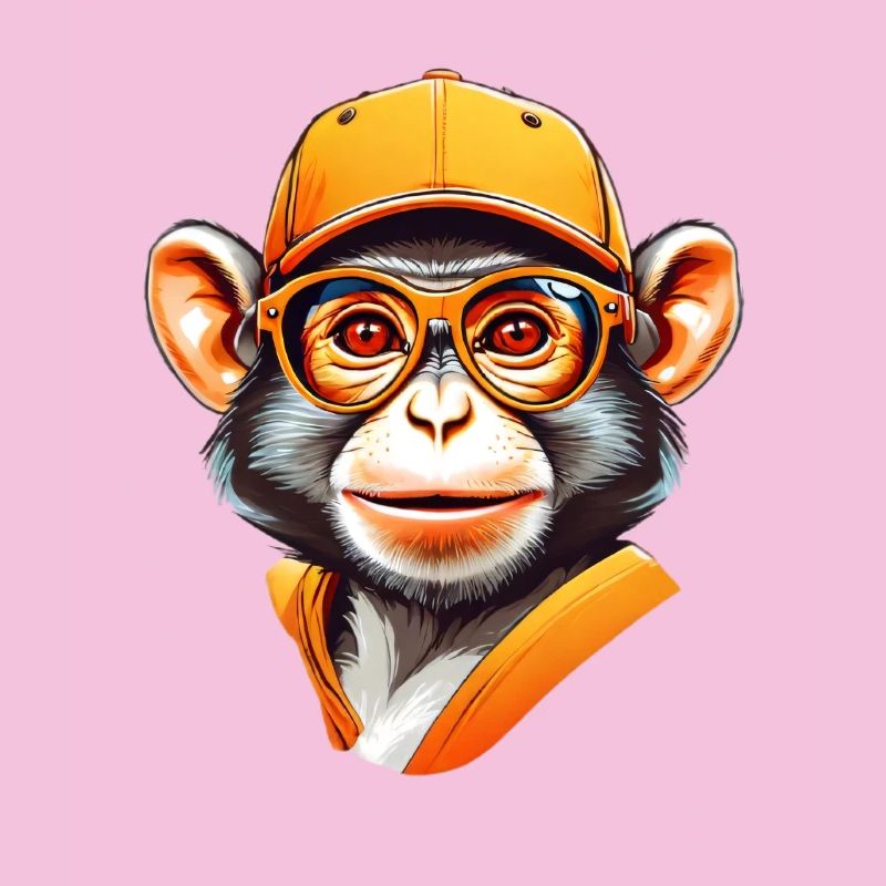 Cool monkey with cap and glasses