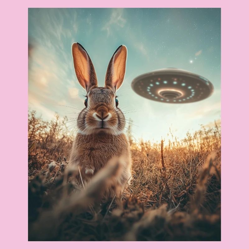 Rabbit selfie with UFO