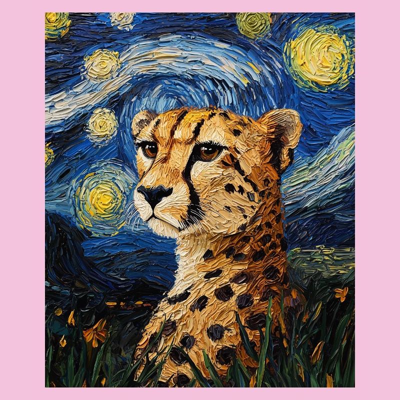 Guépard Léopard Style Van Gogh Étoilé