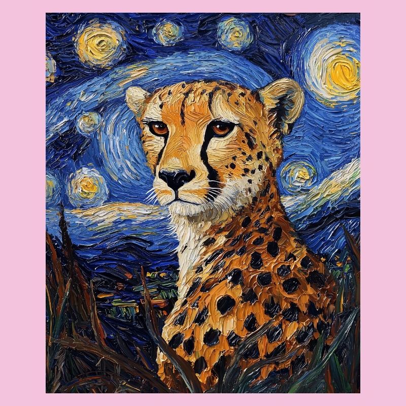 Guépard Léopard Style Van Gogh Étoilé