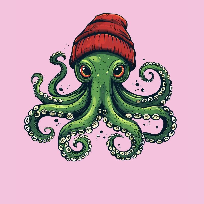 Octopus with red hat