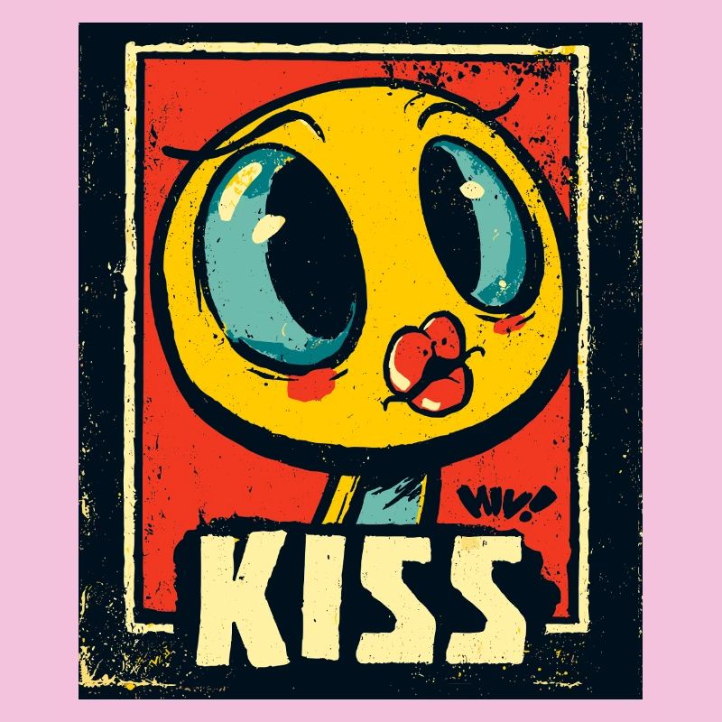 poussin de dessin animé avec une bouche de baiser