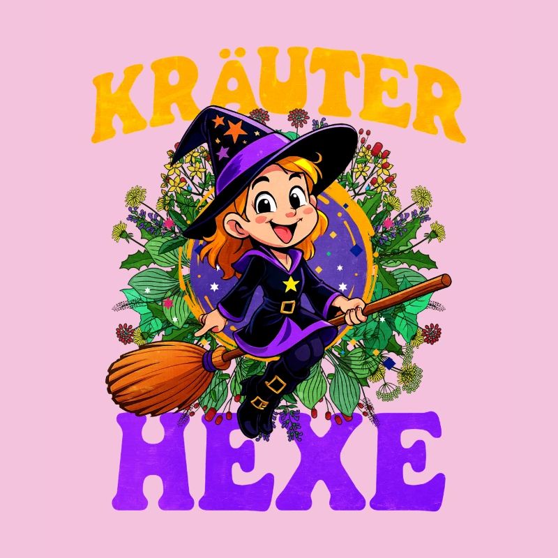 Witch with herbs and magic wand