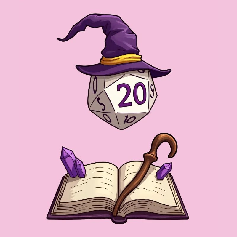 Floating D20 with Magic Hat – Fantasy Dice