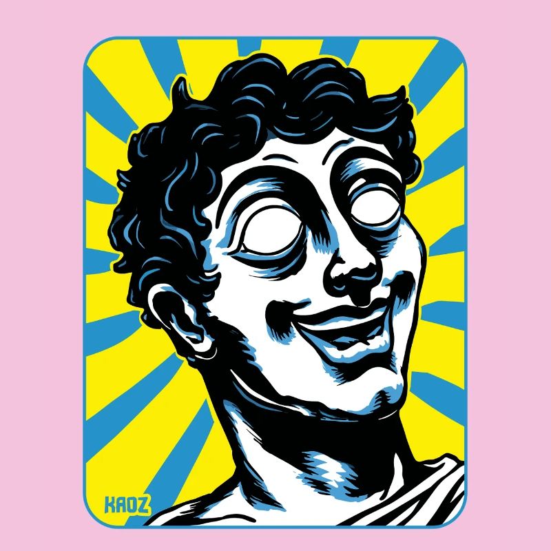 lustige Griechische Comic-Statue mit leerem Blick