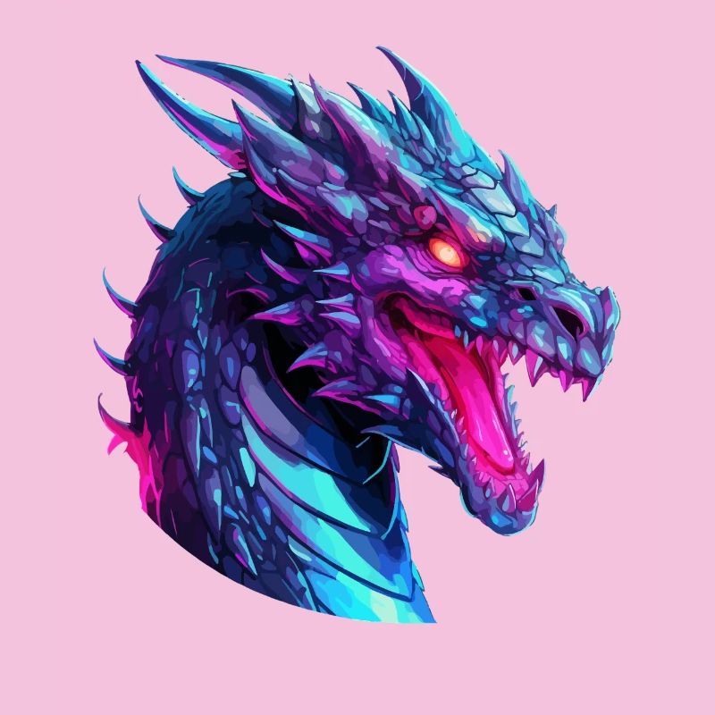 Neon Dragon Head Artwork