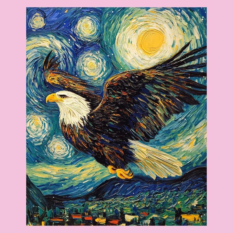 Eagle Bird Van Gogh Style Starry Night