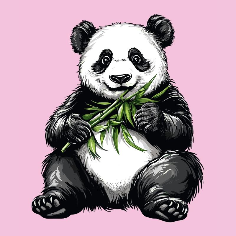 Ours panda mignon avec bambou