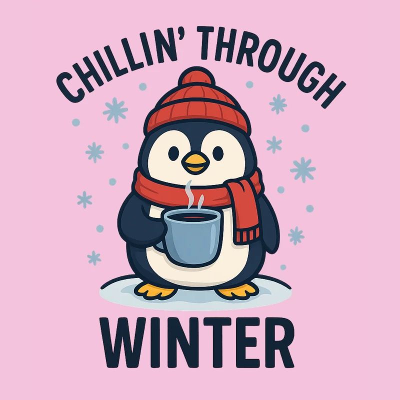 Lustiger Pinguin mit Kaffeetasse