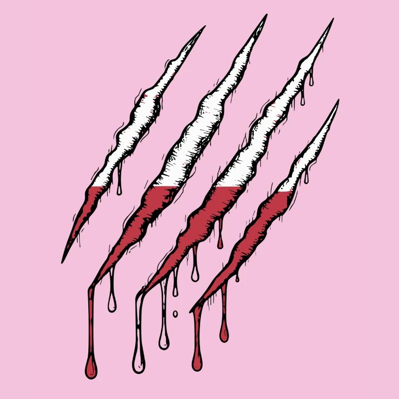 Pologne Drapeau Griffe Grunge Polska Scratch Trace