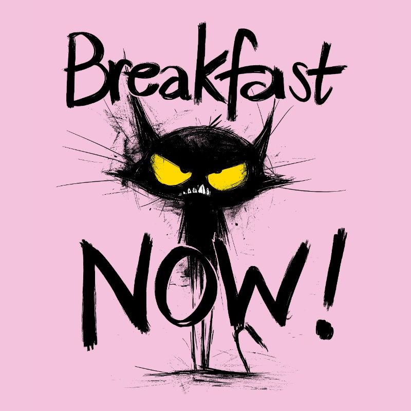 Grim Black Cat – Breakfast NOW!