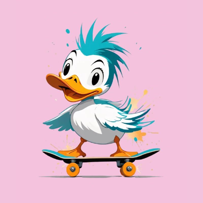 Duck on skateboard color explosion