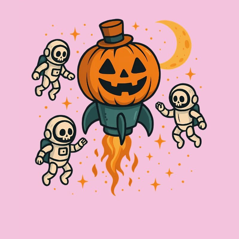 Halloween Rocket Pumpkin in Space