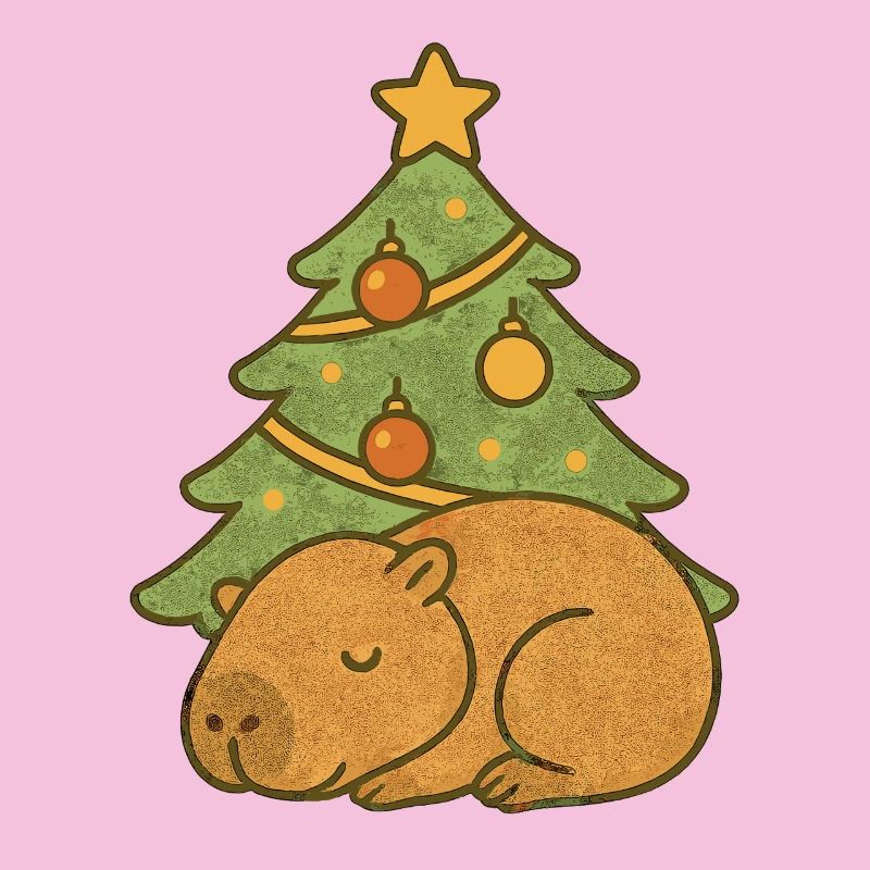 ✨ Schlafendes Capybara unterm Weihnachtsbaum 🎄