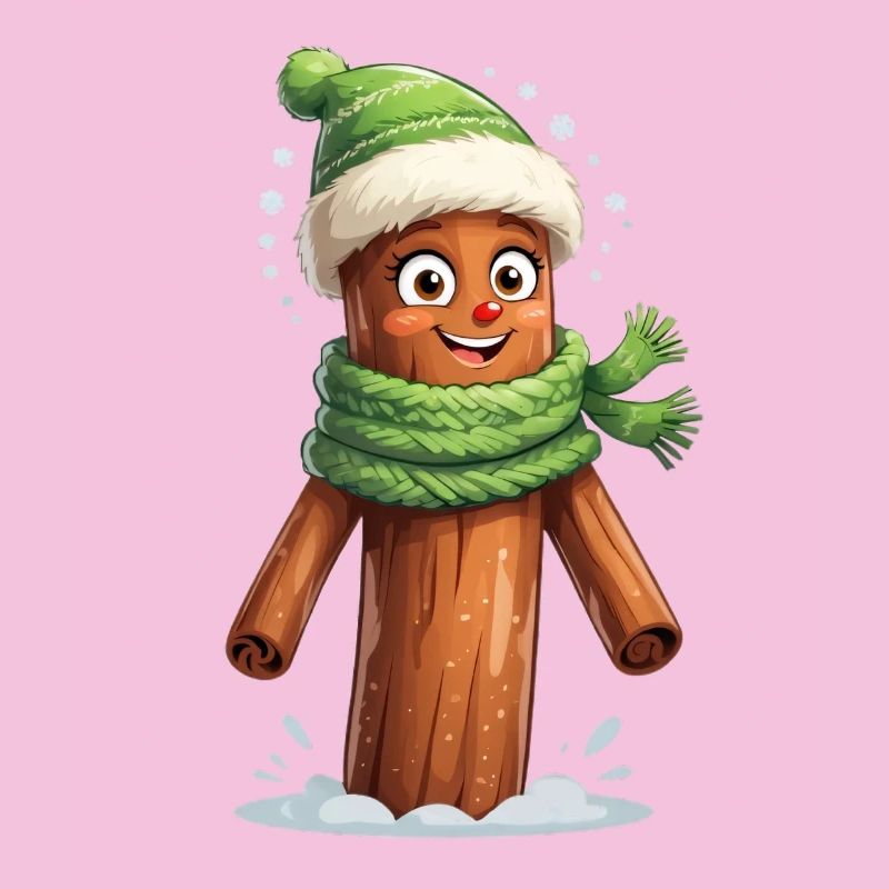 Souche d’arbre d’hiver avec écharpe