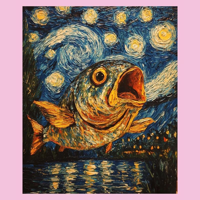 Carp Fish Van Gogh Style