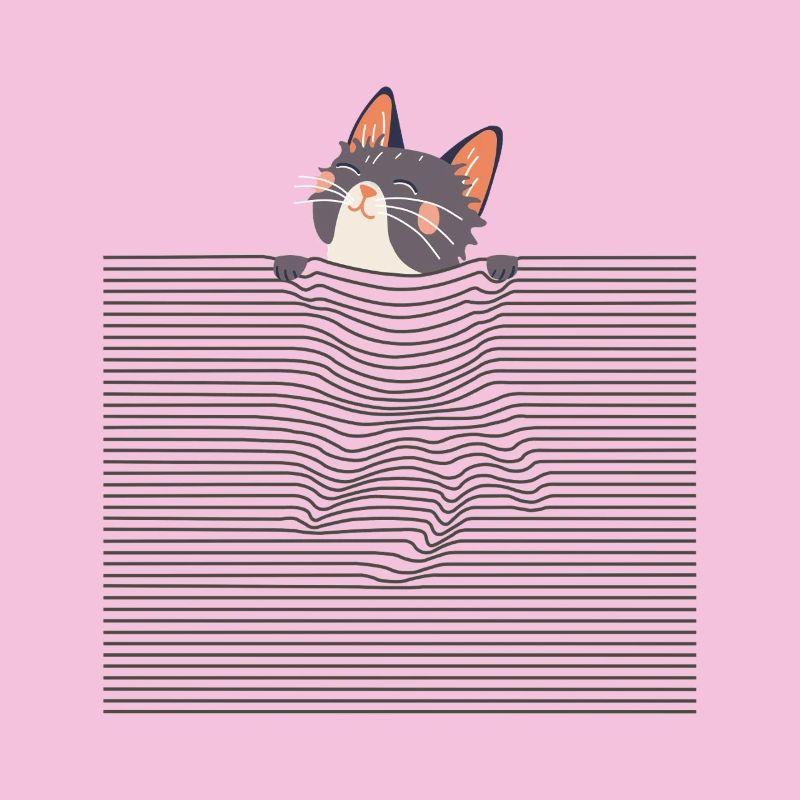 Curious Cat – Funny Optical Line Art