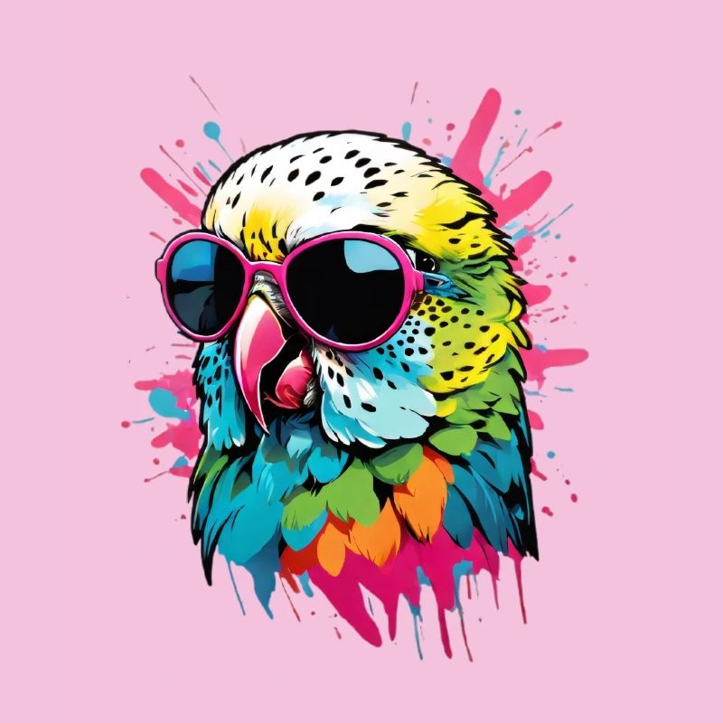 Perruche colorée avec lunettes de soleil éclaboussures