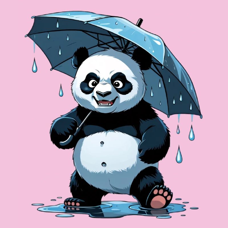 Panda Unter Regenschirm