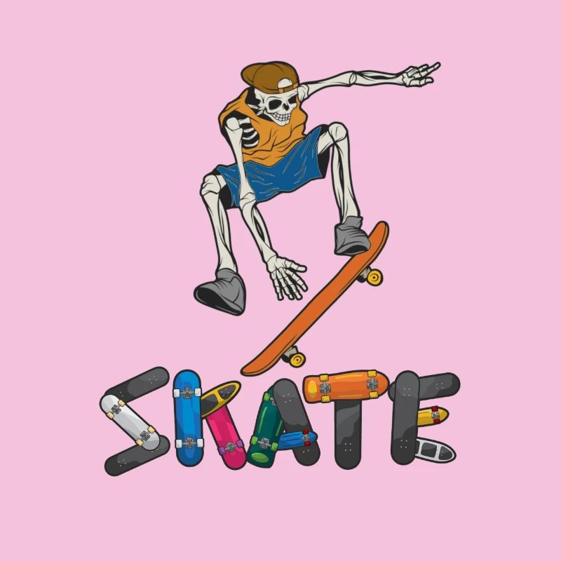 Conception d’exercice de patin de skateboard squelette coloré