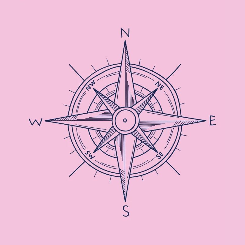 Nautic Design Blue Compass Nautical Emblem