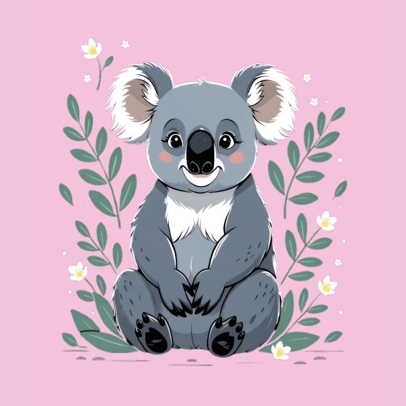 Small koala in a leaf frame