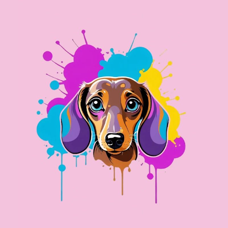 Kunterbunter Dackel Splatter Popart