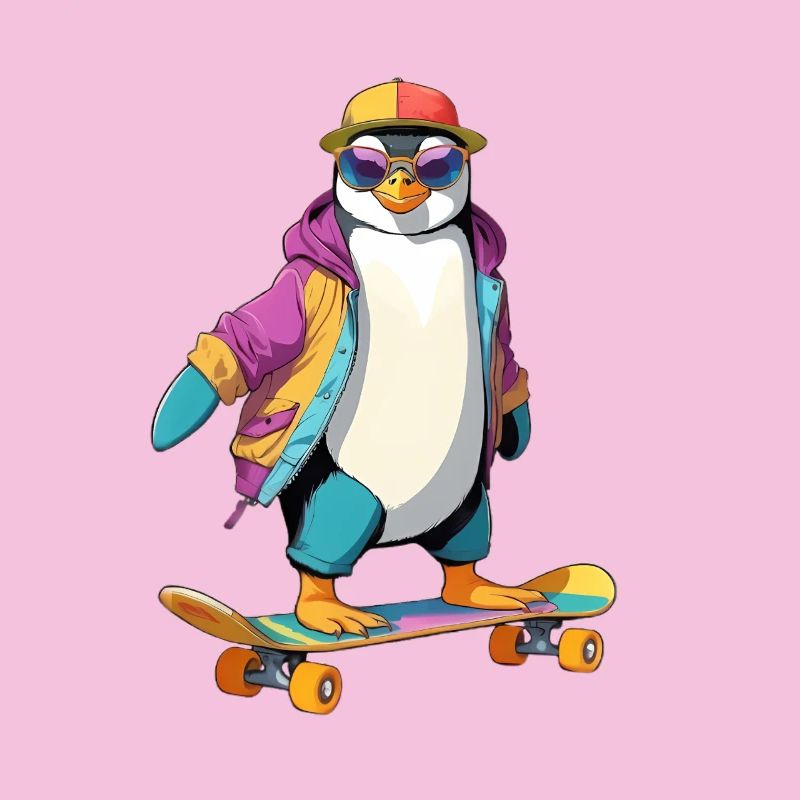 Pingouin Skateboard Look Neon