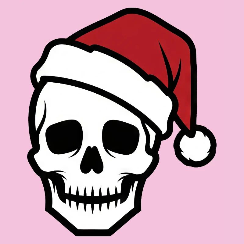 Creepy Skeleton with Santa Hat Biker Horro
