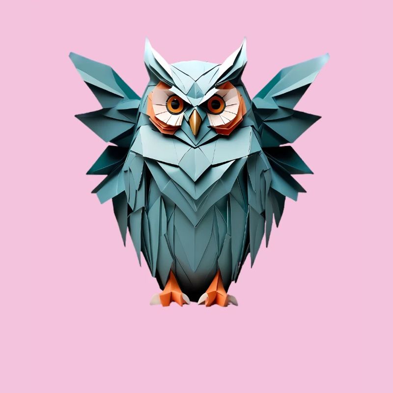 Blue Low-Poly Owl Design