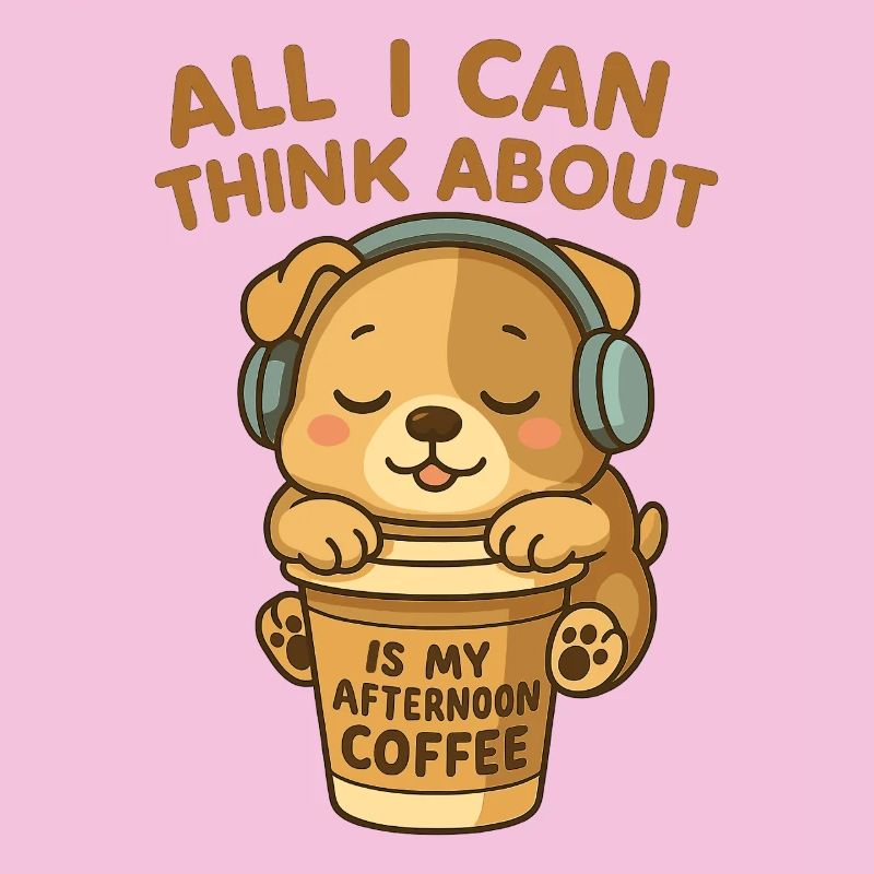 Le chien mignon adore le café de l’après-midi