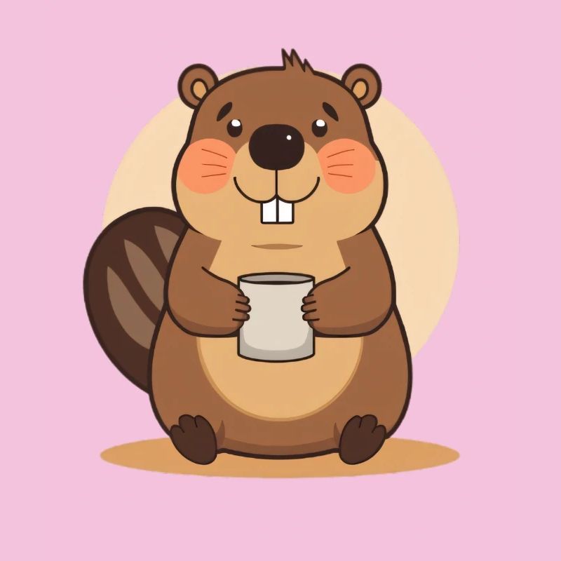 Liebenswerter Biber mit Tasse
