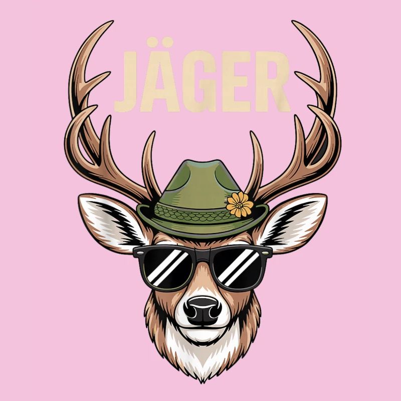 Jäger Hirsch mit Hut Sonnenbrille