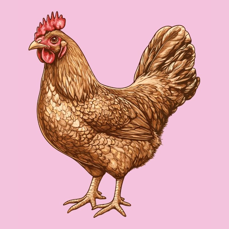 Chicken Illustration in Warm Feather Pattern