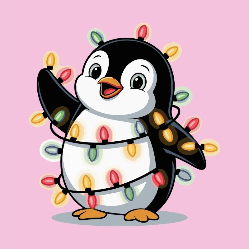 Pinguin mit Lichterkette