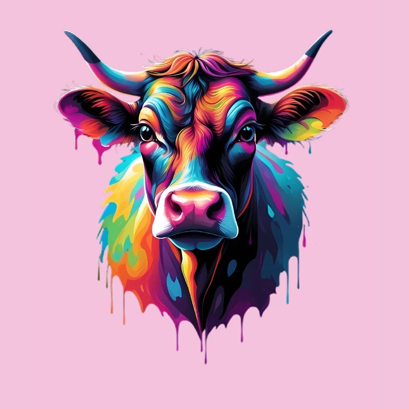 Explosion colorée des têtes de vache