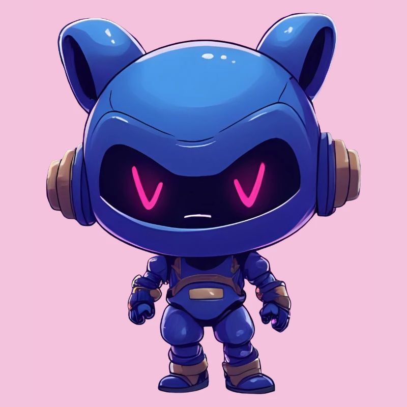 Neonblauer Roboterhelm