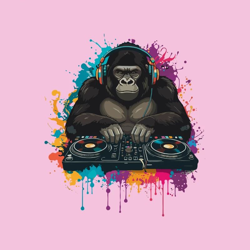 Gorilla DJ à la table de mixage