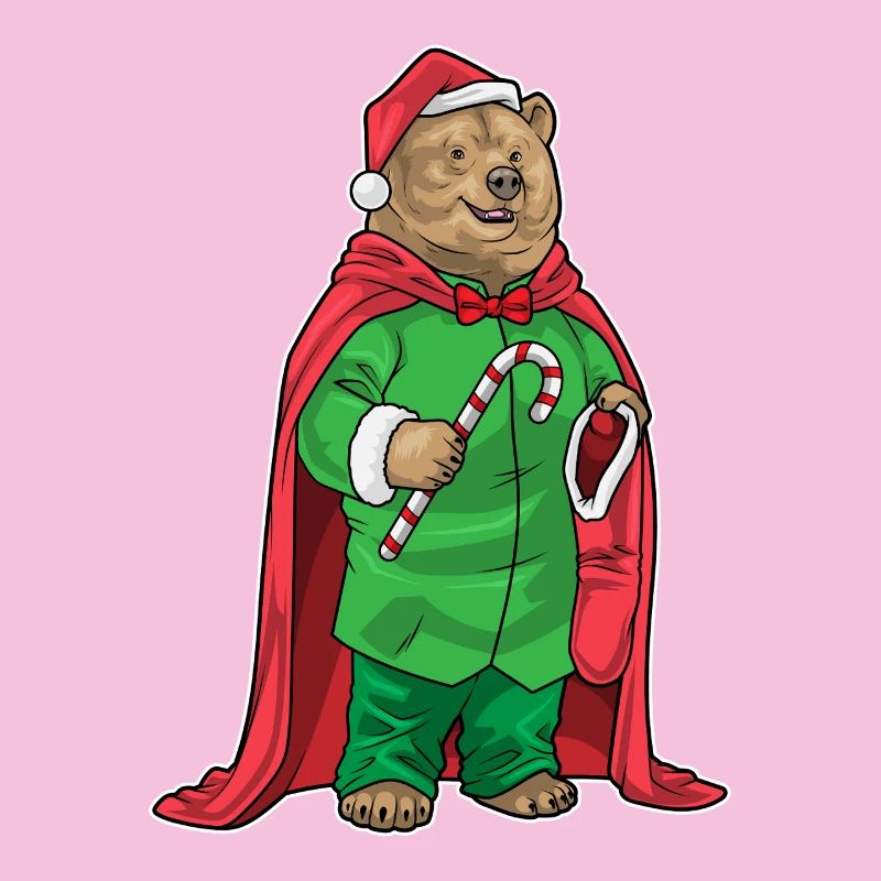 Bear Christmas candy cane