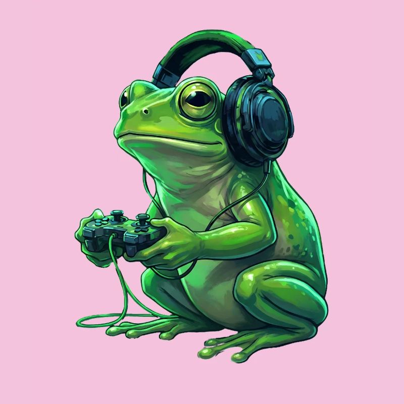 FroschGamer mit Kopfhörern