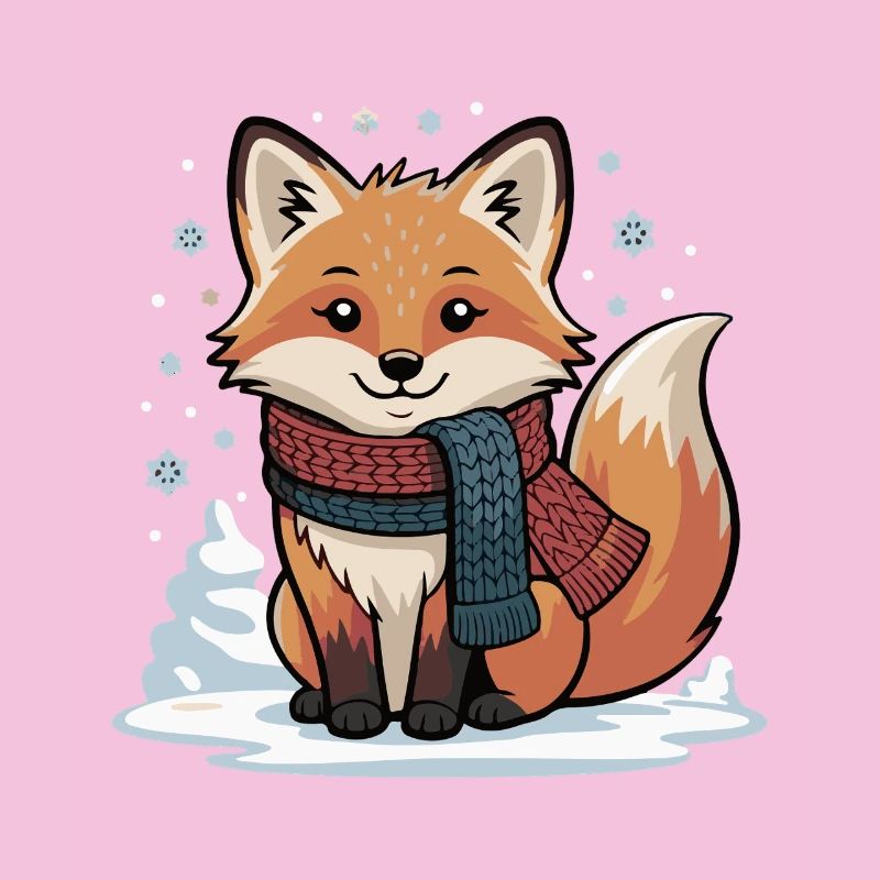 Winterfuchs mit Schal Illustration