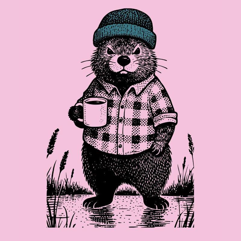 Launischer Bieber mit Kaffee