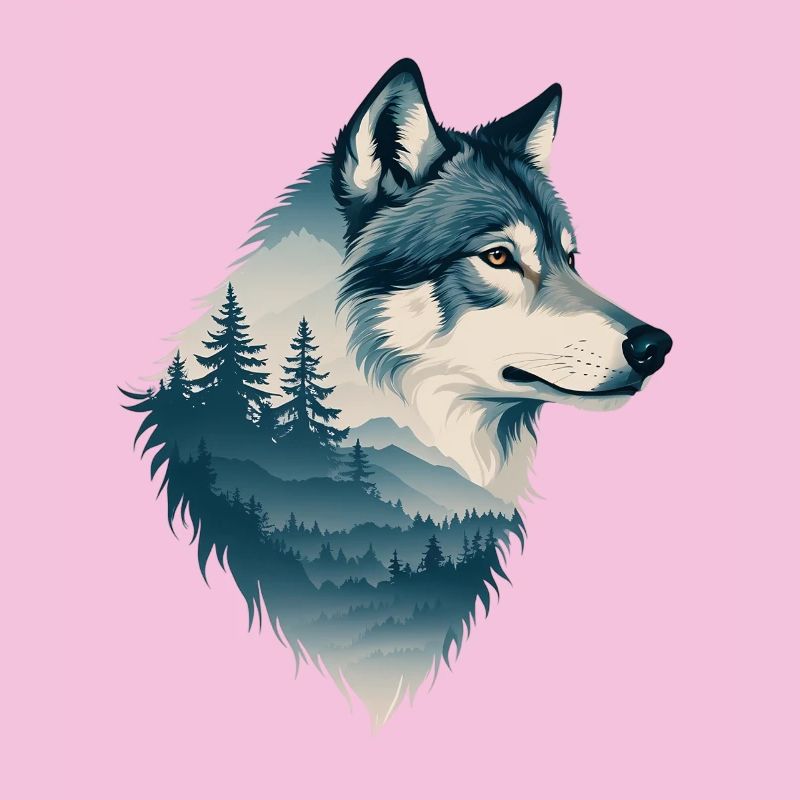 Blue wolf in the forest