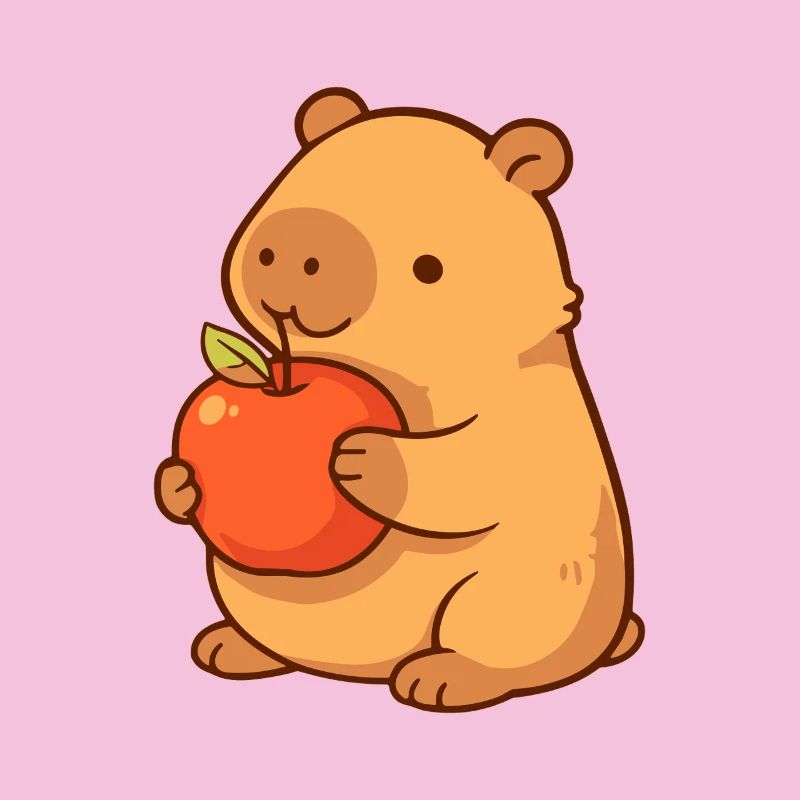 Capybara Illustration mit Apfel 