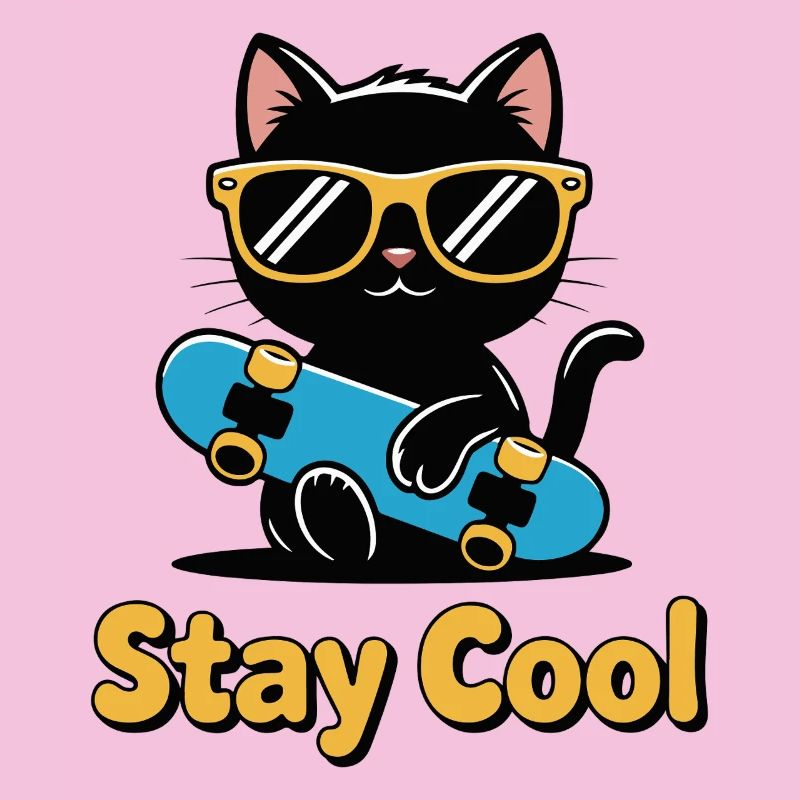 Chat patineur Reste Cool