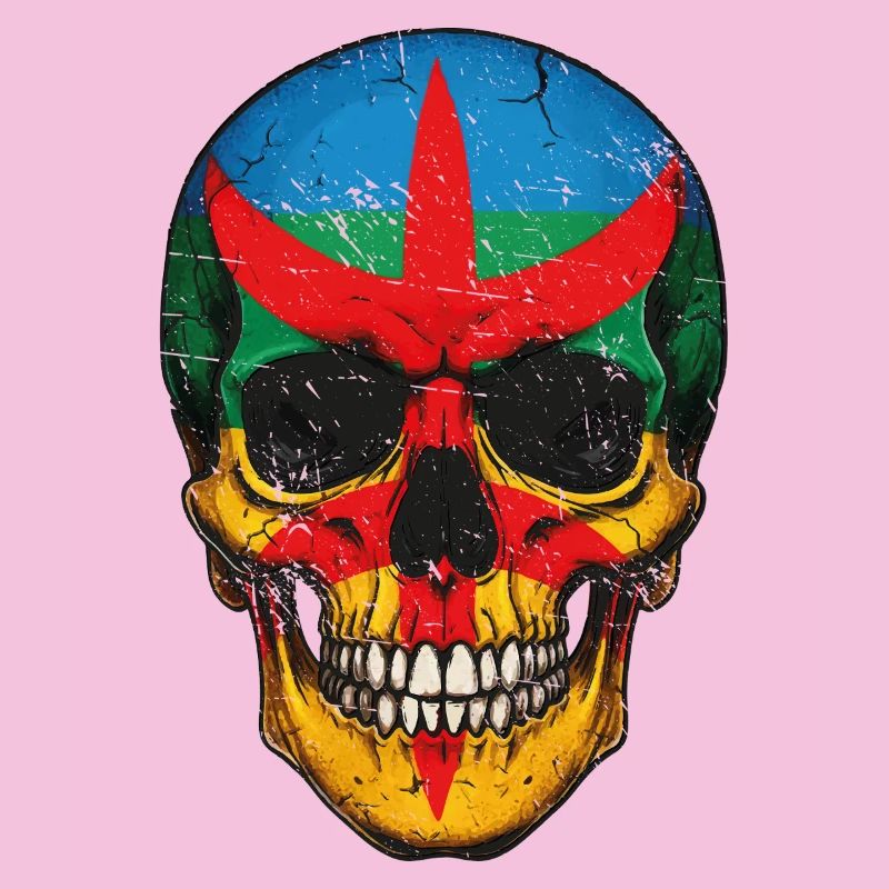 Crâne coloré  de drapeau Berbère - berber skull