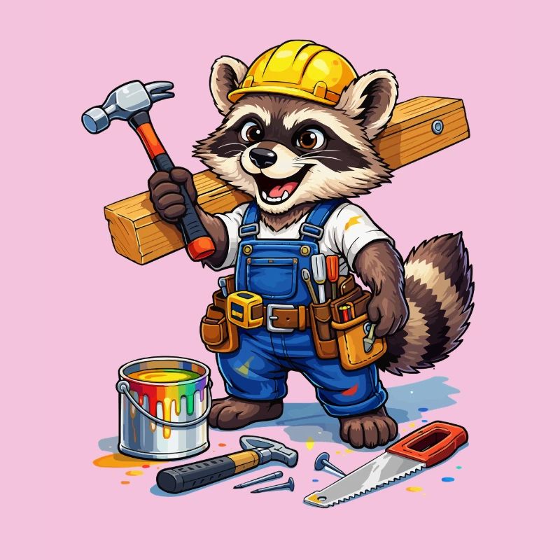 Look de raton laveur de construction dans un atelier