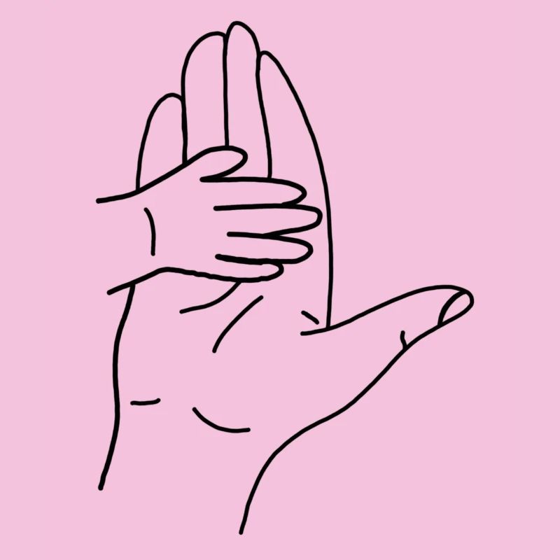 Hugging Hand Silhouette Line Art