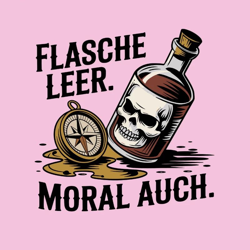 Bottle Empty Morale Also Skull Compass Alcohol